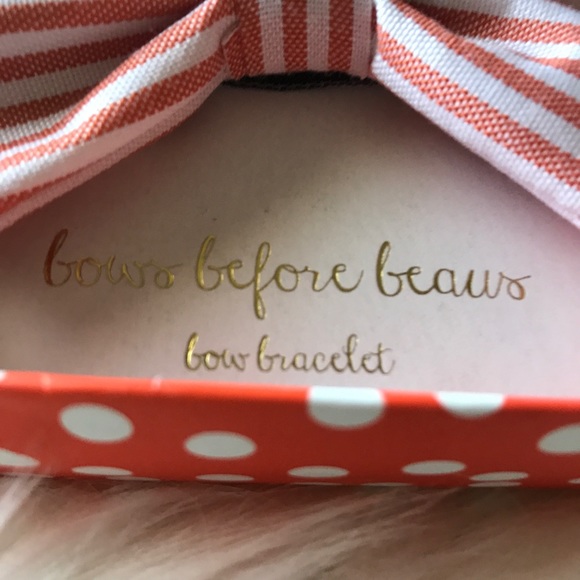 Mud Pie Bow Bracelet Tangerine Striped New - Picture 3 of 6